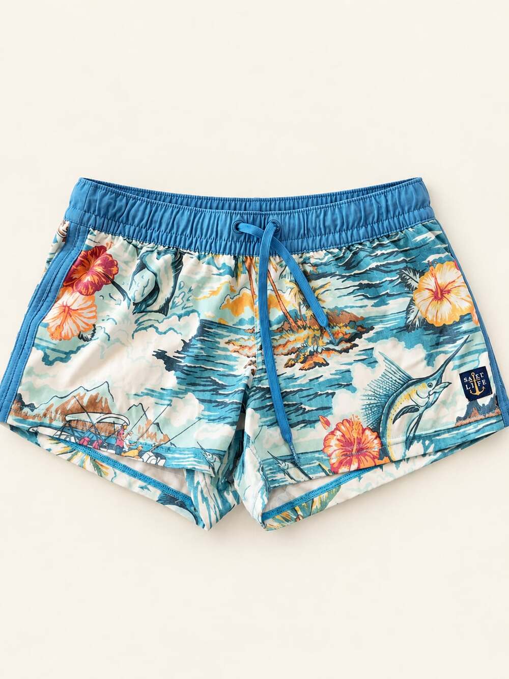 Salt Life Live Salty Tropical Print Swim Trunks Size S Blue (c1)